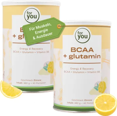 Produktbild von for you BCAA + Glutamin Energy & Recovery - Zitrone Doppelpack