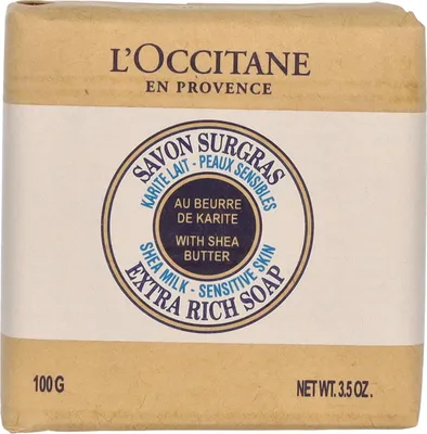Produktbild von L'Occitane Shea Milk Sensitive Skin Extra Rich Soap, Körper, Barseife, Reinigend, Nährend, Quadratisch, Sheabutter, Frankreich