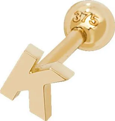Produktbild von 9 Karat (375) Gold Buchstaben / Initiale Damen - Einzel Knorpel Ohrstecker; TRS36968LTK