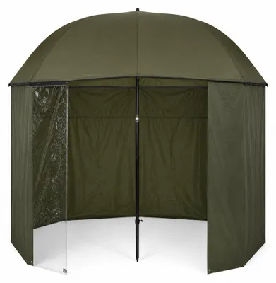 Produktbild von Traxis Eco Schirmzelt + Anbauzelt 250cm - Unzerstörbarer Schutz für Angler bei Regen, Sonne und Wind.