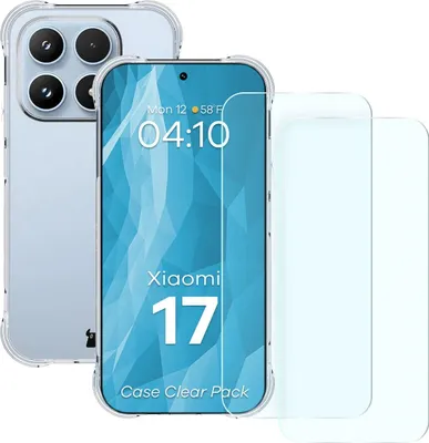 Produktbild von Handyhülle + 2x gehärtetes Glas für Xiaomi 17, Bizon Case Clear Pack, Transparent