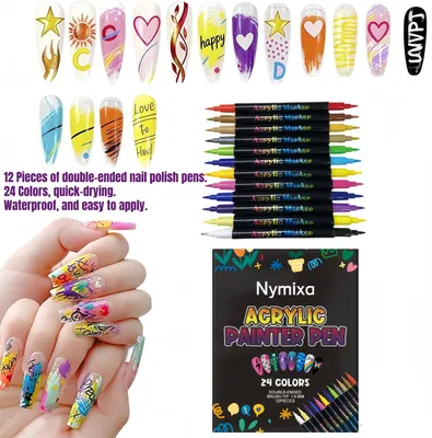 Produktbild von 24er Nail Art Pen Set – Doppelkopf Acrylstifte für Nageldesign – Wasserfeste Acrylmarker für Nägel, DIY Maniküre und kreative Nail Art.