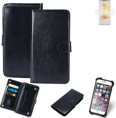 Produktbild von K-S-Trade 360° Hülle kompatibel mit Huawei Mate 50 Pro schwarz Kunstleder Case BookCase WalletCase Kunstlederederhülle Handyhülle, Rundumschutz