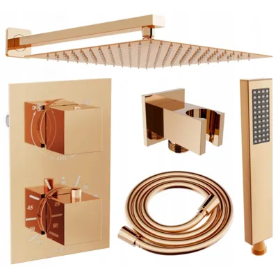 Obrázok produktu pre Mexen Cube DR02 sprchová súprava pre podomietkovú inštaláciu z dažďová sprcha 25 cm, zlatoružová - 77502DR0225-60