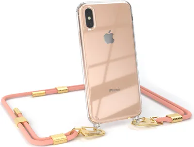 Produktbild von EAZY CASE Handykette für Apple iPhone X / XS, Transparente Silikonhülle mit Band, Clear Case, abnehmbar in  Rosa