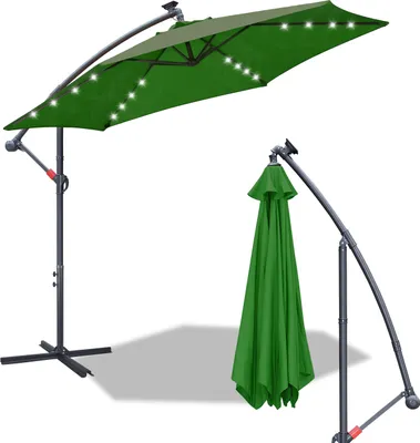Produktbild von Aopunly Sonnenschirm Ampelschirm 350 cm, UV-Schutz, Kurbel -Grün Gartenschirm Marktschirm Kurbel Balkon mit LED