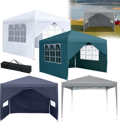 Obrázok produktu pre XMTECH 2,5 x 2,5 m skladací pavilón, vodotesný pavilón, záhradný stan, záhradný pavilón, párty stan, ochrana proti UV žiareniu, so 4 bočnými stenami, sivý
