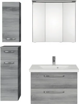Produktbild von Pelipal Badmöbel-Set Kumba BxHxT 110 x 200 x 51 cm Frontfarbe graphit struktur quer mit Mineralguss-Waschtisch, Untersch