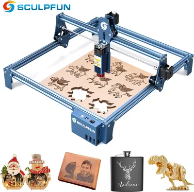 Produktbild von SCULPFUN S9 mit Augenschutz- 90W Effekt, Schnellmontage, Arbeitsbereich 410x420mm -Geeignet für Glas, Keramik, Schiefer und Holz