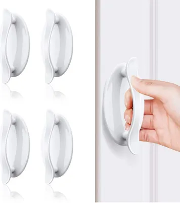 Produktbild von Türgriff Kleben, Türgriff Balkontür, 4 PCS Weißer Klebriger Türgriff, für Türen und Fenster, Schränke, Schubladen, Schränke