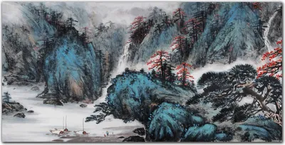 Produktbild von Coloray Bild aus Leinwand 140x70 Leinwand Dekoration - Berg Baum Nebel