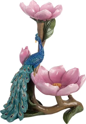 Immagine prodotto di Clayre & Eef Decorazione Ciotola Pavone 18x12x24 cm Plastica blu