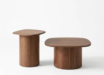 Productafbeelding van Salontafelset, bruin, moderne stijl, houten tafelblad, houten poten