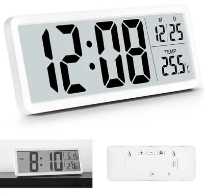 Digitale Wandklok 20 cm, LCD, Datum, Temperatur, 12/24h