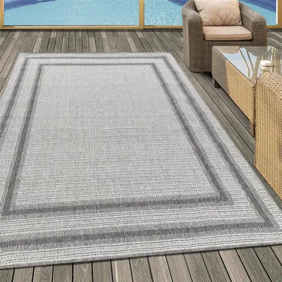 Image de Ayyildiz | Tapis d'extérieur ARUBA - 80 cm x 250 cm - Crème avec gris - Résistant et élégant