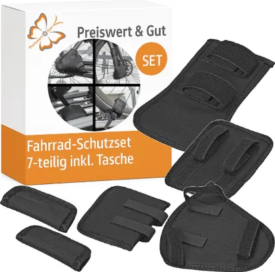 Produktbild von Fahrrad Schutzset 7-teiliges Set Transportschutz für Fahrradträger mit Rahmen Felgen Ketten Pedalschutz und Tasche