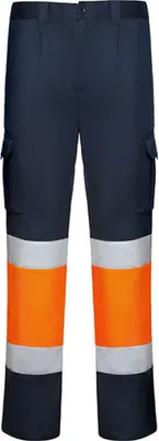Immagine prodotto di Roly Workwear HV9312 | Pantaloni Daily Stretch Hi-Viz da 38 a 60 - Colore: Blu Navy 55/Arancione 223 - Taglia: 50