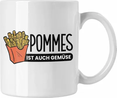 Produktbild von Trendation - Lustige Tasse mit Spruch "Pommes Ist Auch Gemüse" Pommes-Liebhaber (Weiß)