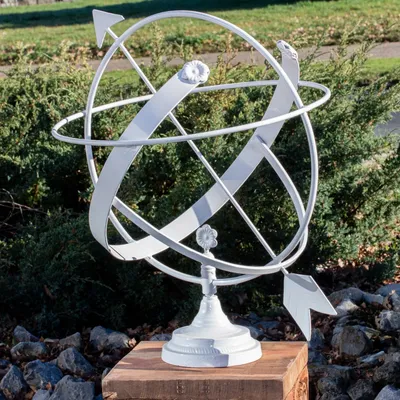 Produktbild von Sonnenuhr aus Eisen, Grau-Weiß, dekorative Gartenuhr für  Terrasse und Garten