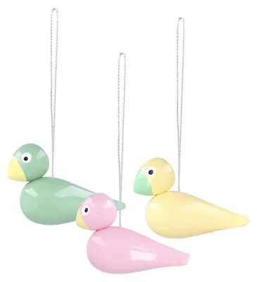 Productafbeelding van Kay Bojesen - Paasvogeltjes, groen/geel/roze, set van 3