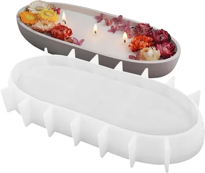 Imagen del producto de Molde de silicona oval, de 22,5 x 10,5 x 4,5 cm, para hacer velas y moldear hormigón