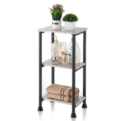 Immagine prodotto di Scaffale in piedi Floordirekt Charles marble look - scaffale moderno con struttura in metallo, 35 x 26 x 70 cm, salvaspazio e stabile, per bagno, cucina o corridoio