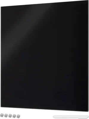 Productafbeelding van Famanu Magnetisch glazen bord, 48x48 cm - Memobord met magneten en stift - Zwart
