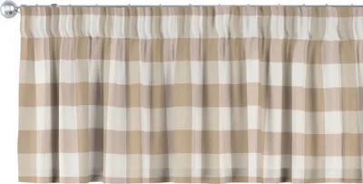 Produktbild von Dekoria Kurzgardine mit Kräuselband, weiss-beige kariert, 130 x 40 cm