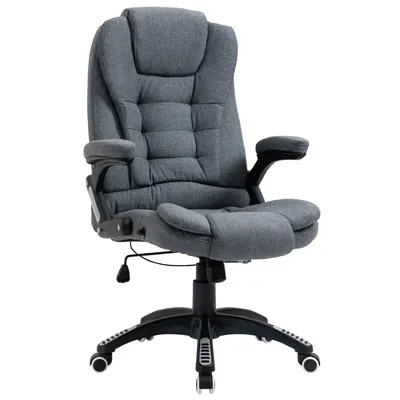 Image de Vinsetto Fauteuil de bureau chaise pour ordinateur ergonomique dossier inclinable assise pivotant hauteur réglable accoudoir rembourré gris