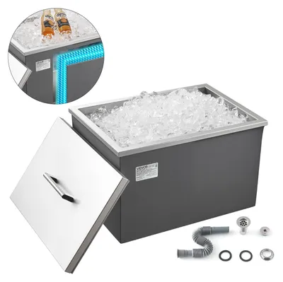 Obrázok produktu pre VEVOR vstavaný box na ľad (508 x 355 x 342 mm) vstavaný chladiaci box z nehrdzavejúcej ocele, 30 l komerčné truhlice na ľad s vekom na hrniec na vonkajšie použitie