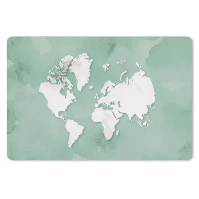 Produktbild von MuchoWow® Schreibtischunterlage Weltkarte - Grün - Aquarell 60x40 cm - XXL Mauspad - Großes Mauspad