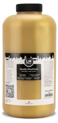 Produktbild von LM-Kreativ Metallic-Wandfarbe 2 l, Gold – Effektfarbe für Wände & Decken innen, wasserbasiert & hochdeckend