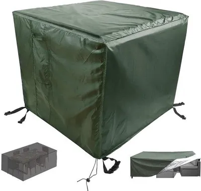 Produktbild von Famanu Tischhülle Wasserdicht - Schutzhülle für Gartenmöbel - Heavy Duty 420D Oxford - 87x87x77cm - Grün