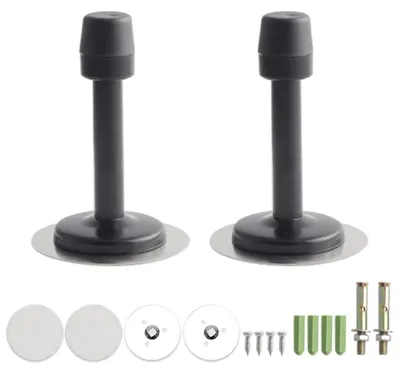Image de Butoir de porte à fixer au mur, 80 mm, en acier inoxydable et en caoutchouc, pour murs