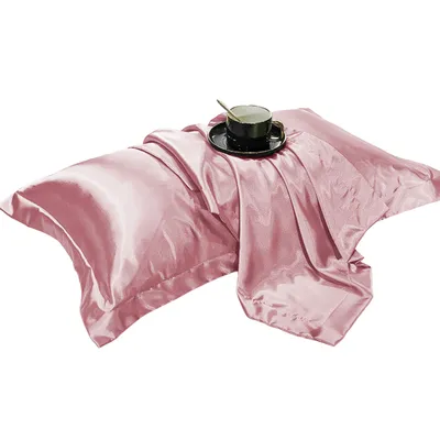 Produktbild von 2 Stück Satin Kissenbezug, Kopfkissenbezug mit Umschlag 48x74cm, für Haare und Haut Pflege, Rosa