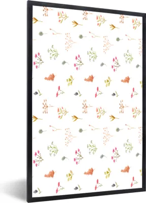 Produktbild von MuchoWow® MuchoWow® Gerahmtes Poster Blumen - Pastell - Muster 40x60 cm - Poster mit zchwarzem Bilderrahmen - Papierdruck - Wandbilder