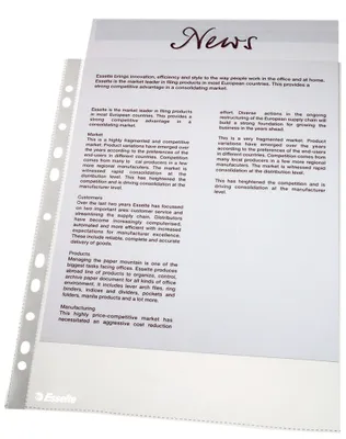 Produktbild von Esselte 56066 Prospekthülle Standard, A4, PP, dokumentenecht, 100 Stück, glasklar