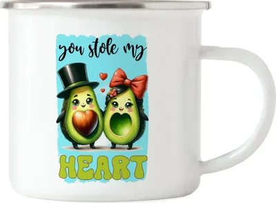 Produktbild von You Stole My Heart Emaille Tasse Avocado Liebe Humor Geschenkidee