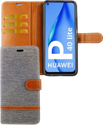Produktbild von Huawei P40 Lite Handy Hülle Schutz Tasche Case Cover Kartenfach Etui Wallet Grau