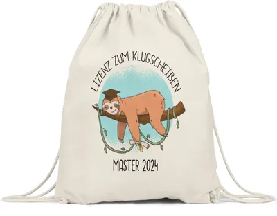 Produktbild von Master 2024 Lizenz Zum Klugscheißen Turnbeutel Gymsack Master-Abschluss Faultier Absolvent Geschenk