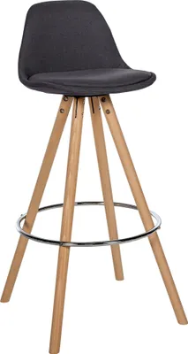Produktbild von CLP Barhocker Corbin Stoff Rund dunkelgrau Gestell Farbe natur