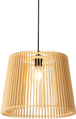 Produktbild von QAZQA - Landhaus I Vintage Ländliche AußenHängelampe I Pendellampe I Pendelleuchte aus Holz IP44 - Jayla I Außenbeleuchtung - Rund - LED geeignet E27