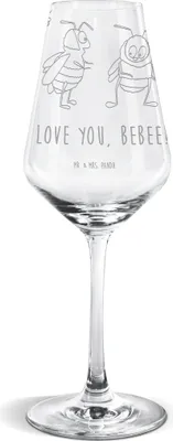 Produktbild von Mr. & Mrs. Panda Weinglas Bienen Paar - Transparent - Geschenk, Weißwein Kelch, Hochzeitstag, für Frauen, Freund, Schildkröten, Valentinstag, Freundin, Weißweinkelch
