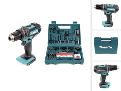 Zdjęcie produktu dla Makita DHP 482 Z akumulatorowa wiertarko-wkrętarka udarowa 18V 62Nm solo + zestaw bitów i wierteł Makita 100 szt.