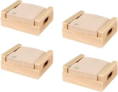 Produktbild von Holz-Unterteller - "Holz-Serviettenringen und umweltfreundliche Cocktail-Servietten-Set: Handgefertigt in Spanien, natürliche Farbe, 100% recyceltes Papier. Eine nachhaltige Wahl für deine Tischdekoration."