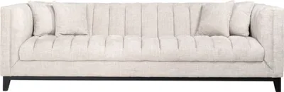 Produktbild von Casa Padrino Luxus Samt Sofa Naturfarben / Schwarz 255 x 91 x H. 77 cm - Wohnzimmer Sofa mit 4 Kissen - Wohnzimmer Möbel - Luxus Möbel - Wohnzimmer Einrichtung - Luxus Einrichtung - Luxus Qualität