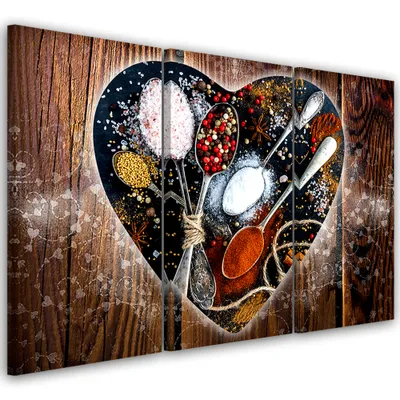 Produktbild von Triptychon auf leinwand essen & trinken - braun 60x40 cm Feeby braun wandbild bereit zum aufhängen