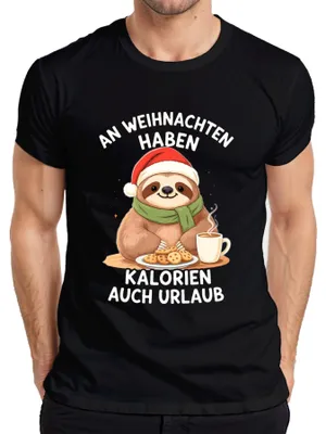 Zdjęcie produktu dla Męska koszulka Calories Have Holiday Sloth Christmas Cookie Gift, Czarny, XXL