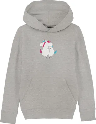 Produktbild von Mr. & Mrs. Panda Kinderpullover Einhörner Umarmen 9-11 Jahre (134/146) - Heather Grey - Geschenk, Einhorn, Pullover, Hoodie, Familie, Kapuzenpullover, Kinderbekleidung