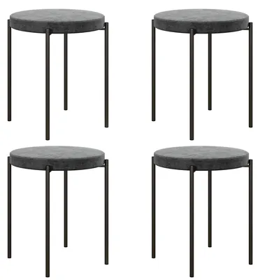 Produktbild von HOMCOM 4er-Set Esszimmerhocker Esszimmerstühle Küchenstuhl Metall Dunkelgrau